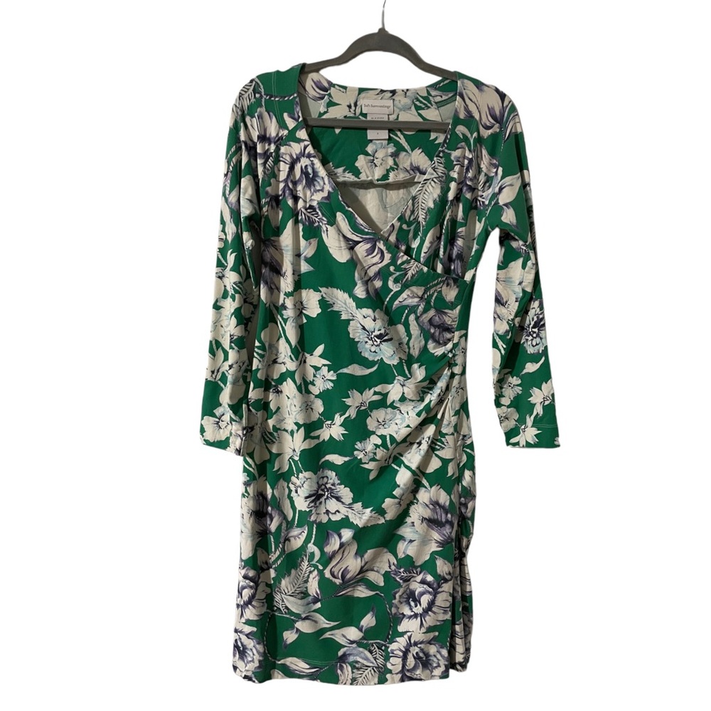 Soft Surroundings Faux Wrap Floral long Sleeve dress Small